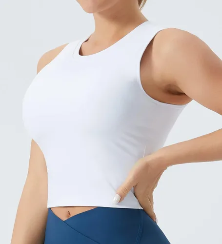 Vista 3 de THE GYM PEOPLE Sujetador deportivo de soporte medio para mujer, con relleno extraíble, sin mangas, para entrenamiento