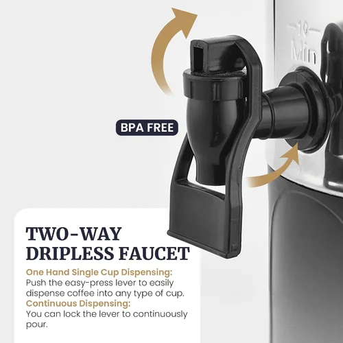 Vista 3 de Elite Gourmet CCM040 - Urna de café de acero inoxidable de 40 tazas, filtro extraíble para una fácil limpieza, dispensador bidireccional con asas