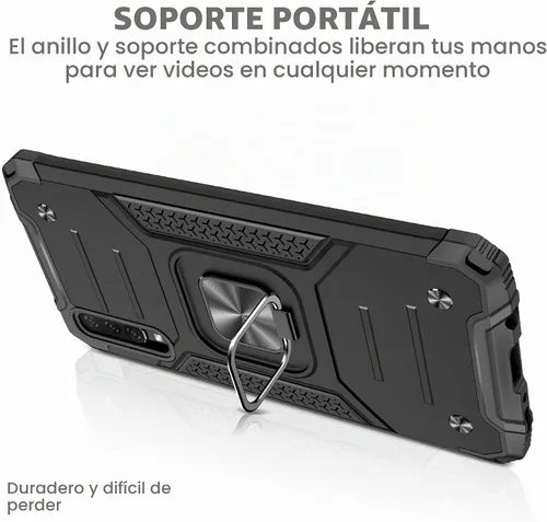 Vista 2 de Asuwish Funda compatible con Samsung Galaxy A70 y protector de pantalla de vidrio templado, accesorios para celdas, soporte de anillo, fundas Negro