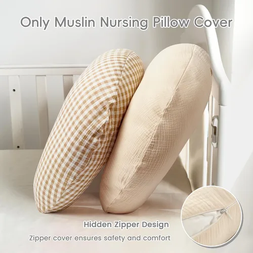 Vista 4 de FUNUPUP Funda de almohada de lactancia de muselina compatible con almohada de lactancia Boppy, fundas suaves de lactancia para bebés para almohadas