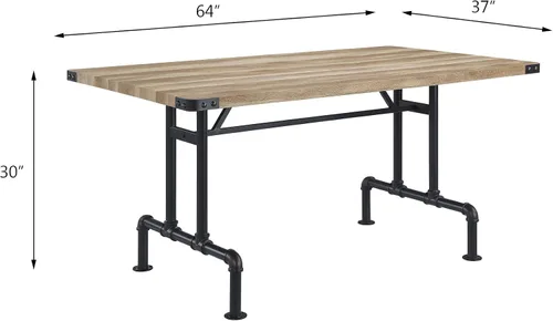 Vista 2 de Mesa de comedor negra de roble y arena con patas de metal