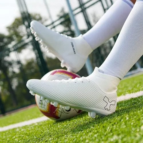Vista 5 de Botas de fútbol para hombre con tacos de fútbol para hombres y niños grandes, zapatos de punta alta para jóvenes, entrenamiento profesional