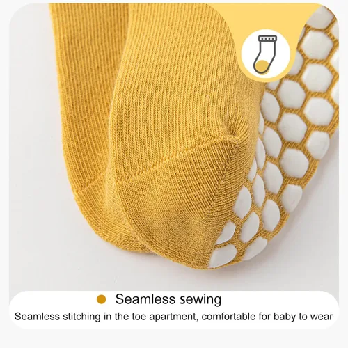 Vista 5 de Calcetines de rodilla antideslizantes para bebés y niños pequeños con agarre, calcetines antideslizantes para recién nacidos, para niños y niñas