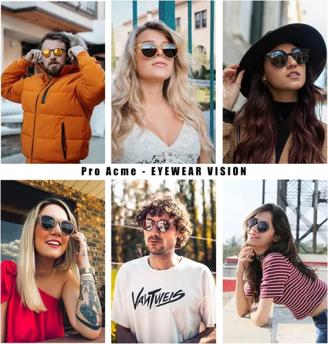Vista 2 de Pro Acme Gafas de sol polarizadas para mujeres y hombres, redondas, clásicas, 100% con protección UV, ligeras, TR90, montura irrompible