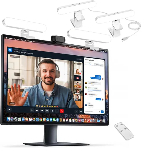 Vista 7 de yAyusi Iluminación de videoconferencia de doble lámpara, luz LED de transmisión con control remoto y táctil, iluminación de zoom para computadora