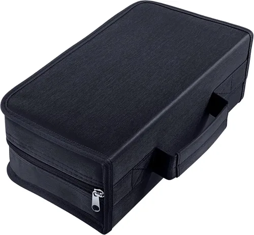 Vista 4 de Carpeta de almacenamiento portátil para CD/DVD con asa, capacidad Soporte de almacenamiento multimedia, cartera de CD y folleto de discos