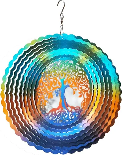 Vista 22 de FONMY - Molinillo de viento de acero inoxidable, regalo para decoración de jardín, interiores y exteriores, manualidades, adornos de 6 pulgadas Mds02