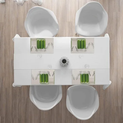 Vista 6 de Rectangular Placemats Set of 4, Heat Resistant Cucumber Printed Kitchen Dining Table Mats