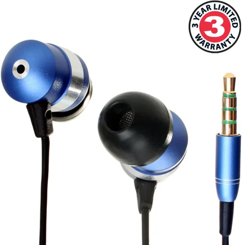 Vista 2 de GOgroove AudiOHM - Auriculares HF con micrófono, graves profundos y cómodos geles de oído (azul) con diseño de aislamiento de ruido, carcasa