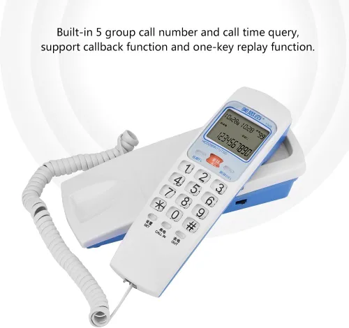 Vista 2 de Teléfonos fijos con cable con identificación de llamadas y dial retroiluminado, consulta de almacenamiento de número de llamada de 30 grupos