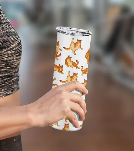 Vista 5 de WIRESTER Vaso recto de acero inoxidable delgado de 20 onzas con tapa, vaso de viaje para bebidas frías y calientes, posturas divertidas y divertidas