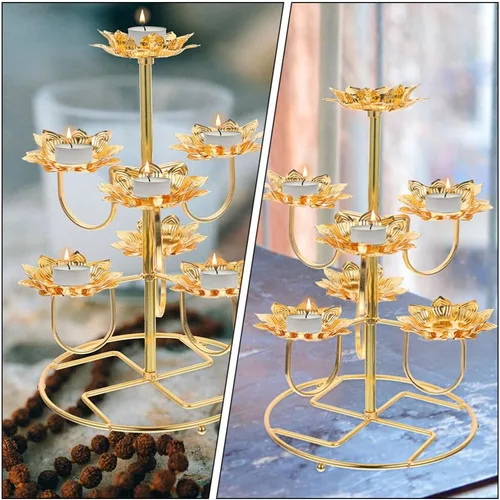Vista 7 de NOLITOY 2 unids Lotus Ghee Lámpara Titular de la Lámpara de Mantequilla Candelabro Budista Latón Tibetano Lámpara de aceite Portavelas Votivo