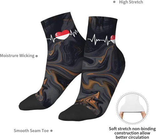 Vista 7 de GDJF Singaporean Heartbeat I Love Singapore Heart Flag Ankle Socks Winter Low Cut Sports Warm Comfort Breathable Casual Socks For Mens And Womens (1)