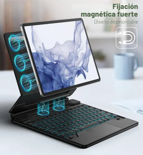 Vista 3 de Dexnor para Samsung Galaxy Tab S10+ Plus/S9+ Plus/S9 FE+ Plus/S8+ Plus/S7+ Plus/S7 FE Funda con Teclado 31.5 cm Flotante Cantilever Magnético