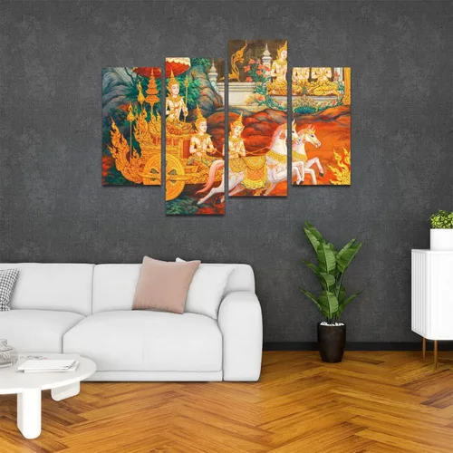 Vista 5 de obra maestra de la pintura tradicional tailandesa de estilo lienzo arte de pared pinturas colgantes ilustraciones modernas, impresiones abstractas