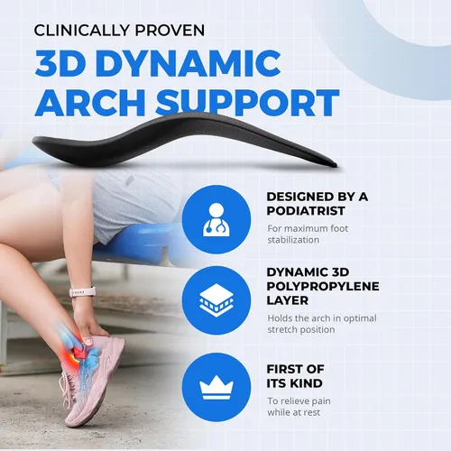 Vista 8 de Plantillas para fascitis plantar Plantillas de zapatos para pies planos Alivio del dolor clínicamente probado y comodidad Insertos ortopédicos