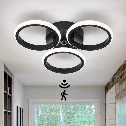 Vista 20 de ZGLAOJT Lámpara de techo semiempotrada de 4 luces, color negro mate con base E26, candelabro moderno para casa de campo, cocina, comedor