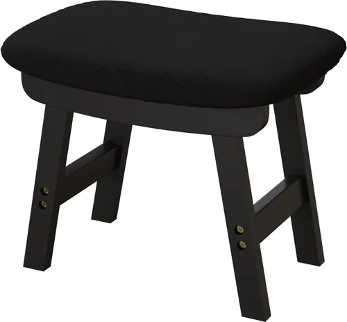 Vista 6 de viewcare Reposapiés otomano pequeño, taburete negro - Taburete de pie de madera para sala de estar, dormitorio y cocina