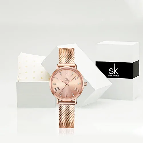 Vista 7 de Relojes simples analógicos de malla para mujer, correa de acero inoxidable, regalo para aniversario