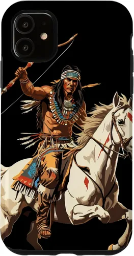 Vista 8 de Funda para iPhone 16 nativo americano jefe indio caballero guerrero Cherokee