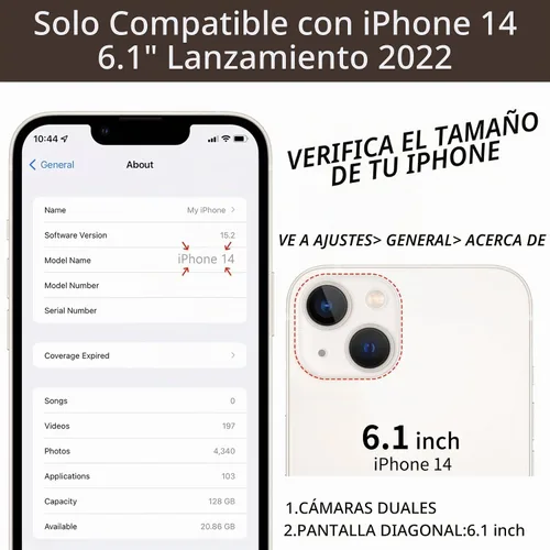 Vista 9 de Funda para iPhone 14 de 6.1'', Funda Cartera Cruzada Desmontable con Ranuras para Tarjetas con Bloqueo RFID, Anillo de Soporte de 360°, Funda Beige