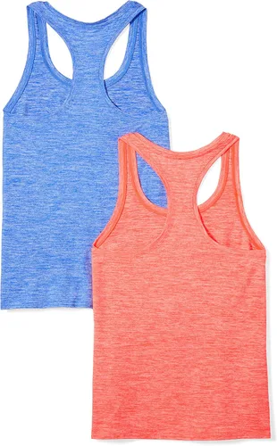 Vista 2 de Tienda Essentials Tech Stretch Camiseta sin mangas con espalda cruzada para mujer, paquete de 2