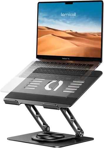 Vista 8 de Lamicall - Soporte ajustable para laptop para escritorio - Base giratoria de 360 grados, soporte ergonómico para computadora de aluminio, soporte