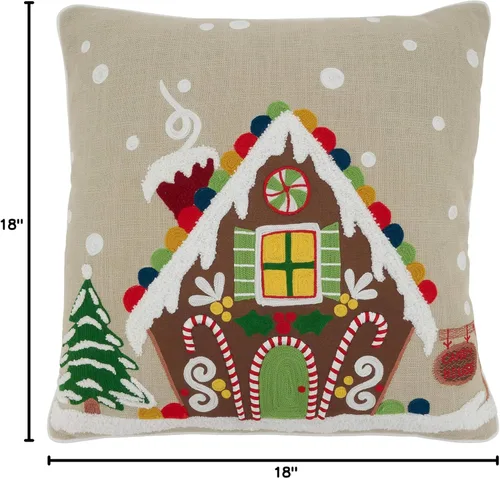 Vista 4 de SARO LIFESTYLE Ariadne Collection - Almohada de casa de jengibre con relleno de plumón, 18 pulgadas, color natural