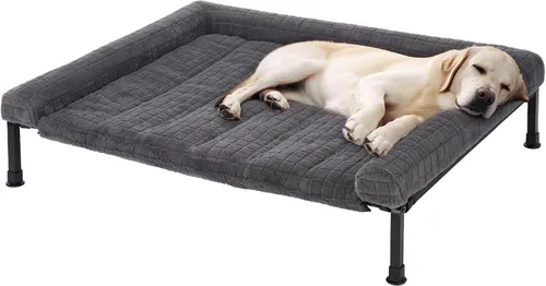 Vista 7 de Veehoo Cama Elevada para Perros de Tamaño Grande con Cojín Reforzado de Felpa Esponjosa, Cama Sofá Ortopédica Lavable para Perros, Catre Elevado