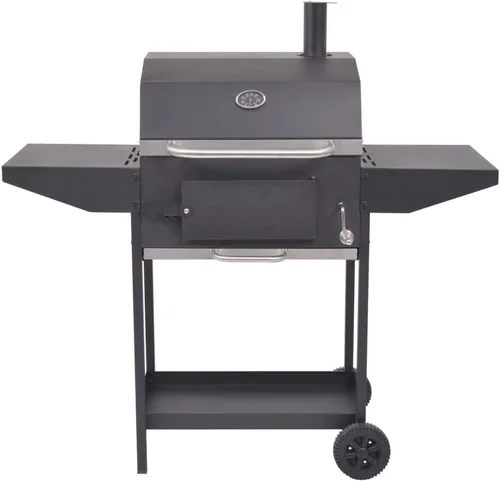 Vista 3 de Ahumador de carbón para barbacoa con estante inferior negro (estilo N) -AA