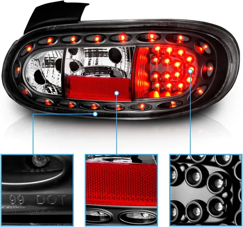 Vista 4 de AmeriLite Luces traseras LED negras para Mazda Miata 1999-2005 - lado del pasajero y del conductor