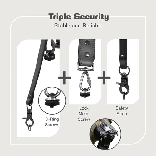 Vista 4 de Leather Dual Camera Harness Strap for Photographers,Adjustable Shoulder Crossbody Padded Harness for DSLR SLR
