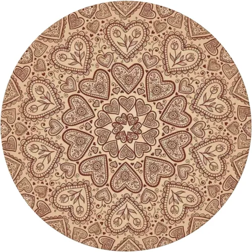Vista 3 de Mantel redondo de mandala marrón, cocina, comedor o exterior, impermeable y lavable, mantel redondo con bordes elásticos, marrón castaño beige, se