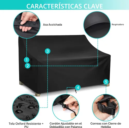 Vista 3 de WLEAFJ Funda impermeable para sofá de patio, funda de sofá biplaza para exteriores, funda resistente para sofá al aire libre, fundas grandes