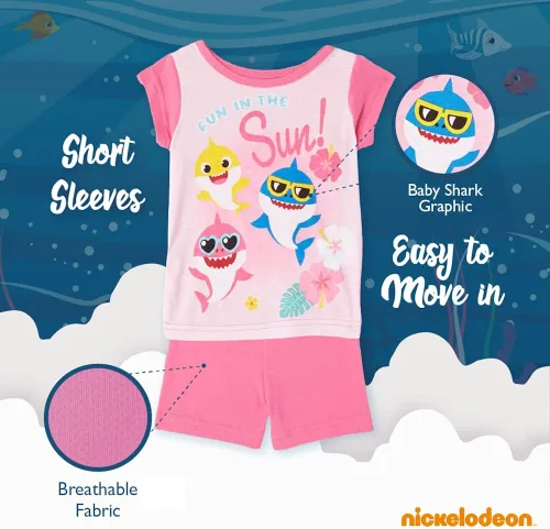 Vista 4 de Baby Shark Girls' Paw Patrol Blue's Clues & You 4-Piece Snug-fit Cotton Pajamas Set