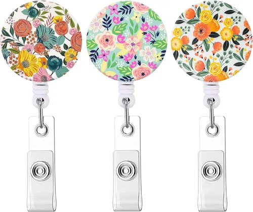 Vista 9 de Carrete retráctil para credenciales de enfermera, lindo nombre, carretes decorativos para tarjetas de identificación con clip en soportes