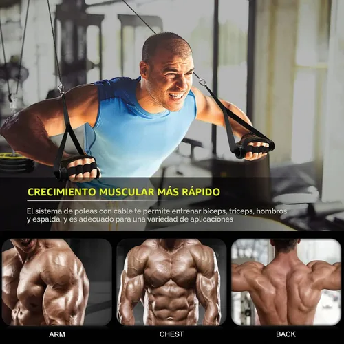 Vista 3 de Sistema de polea de cable de peso para gimnasio, accesorios de sistema de polea de cable de peso para gimnasio en casa con sistema de polea de mango