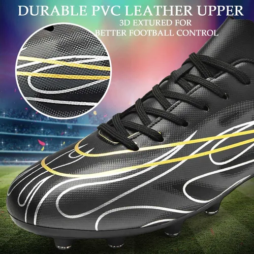 Vista 3 de HESBITEUL Zapatos de fútbol cómodos para hombre, para exteriores, interiores, para niños, para estudiantes de fútbol, zapatos deportivos de alta