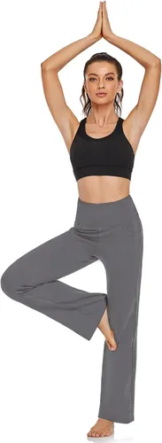 Vista 5 de Pantalones capri de yoga para mujer de corte para bota, 3 bolsillos, estampado floral