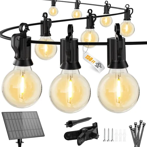 Vista 10 de Brightown Luces de Cadena Solares de 38 Pies para Exteriores con Control Remoto y 16 Bombillas LED Irrompibles, Regulables y con Temporizador, 3
