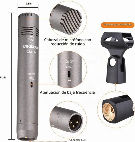 Vista 6 de TAKSTAR Micrófono cardioide del estudio del condensador CM-60 XLR