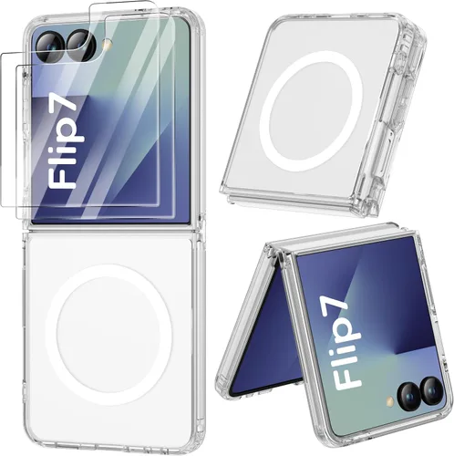 Vista 13 de ORETECH Magnético para Samsung Galaxy Z Flip 6 con 2 protectores de Negro