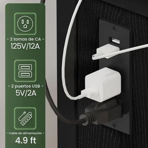 Vista 5 de CHOEZON Escritorio plegable moderno para computadora de 31.5 pulgadas con tomas de corriente, ruedas, almacenamiento, perfecto para espacios Negro