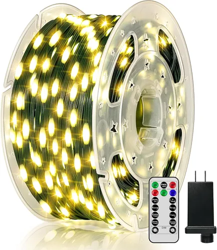Vista 14 de BrightChristmas Luces de Navidad de 600 LED de 196 pies, tira de luces impermeables para exteriores con control remoto y temporizador, luces