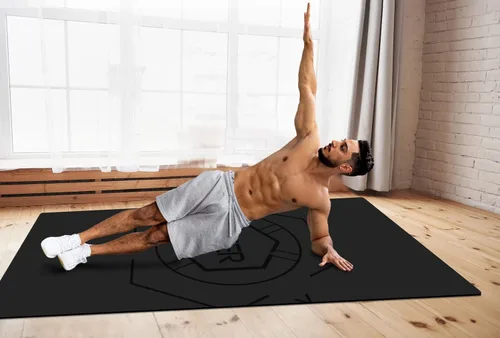 Vista 7 de Nuveti Alfombrilla de entrenamiento extra ancha, 1/2 pulgada de grosor, antideslizante y no tóxica, perfecta para yoga descalzo, pilates y meditación