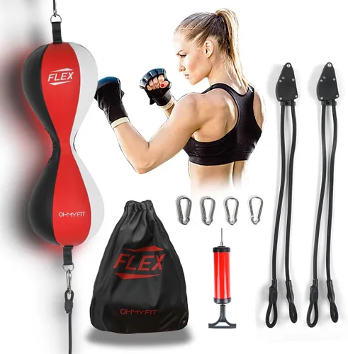Vista 4 de Saco de Boxeo Flex de Doble Extremo - Cuerdas Bungee con Sistema Ajustable Flex Especial - Saco de Velocidad de Vejiga Resistente - Equipo