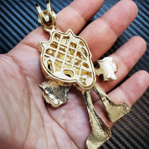 Vista 6 de BLINGFACTORY - Colgante de estilo hip hop con diamante de laboratorio y gargantilla cubana de 18.0 in