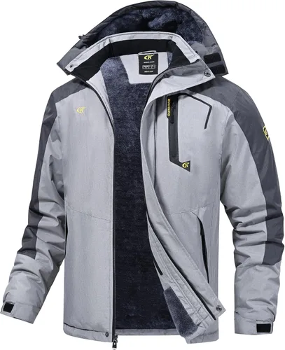 Vista 6 de Tyhengta Chaquetas de esquí impermeables para hombre, abrigos de invierno, chaqueta de nieve ajustable, cortavientos de forro polar, rompevientos