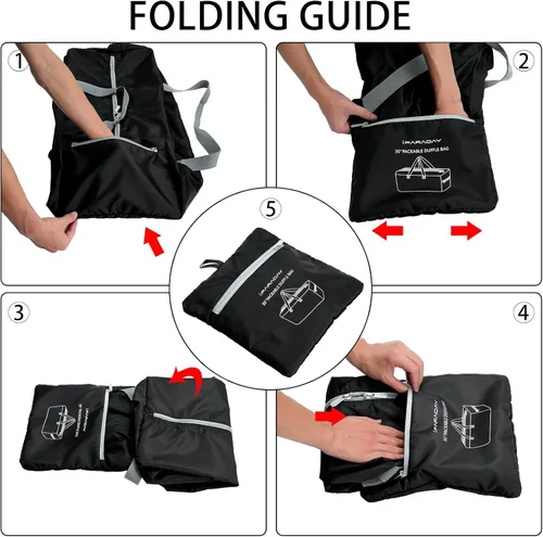 Vista 7 de Bolsa de viaje plegable y ligera bolsa de lona, Negro -, Bolsa de viaje plegable