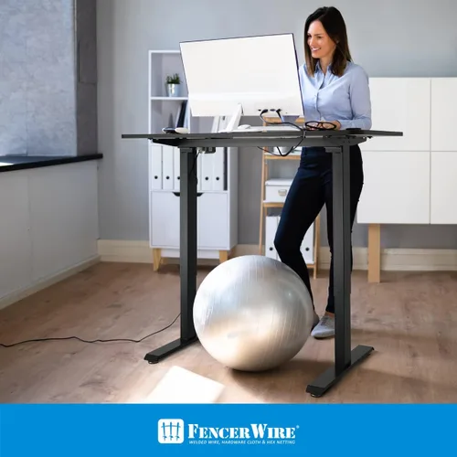 Vista 9 de Fencer Wire Escritorio de 48 x 24 pulgadas de altura ajustable con panel de control de memoria, escritorio eléctrico de pie para oficina en casa, un